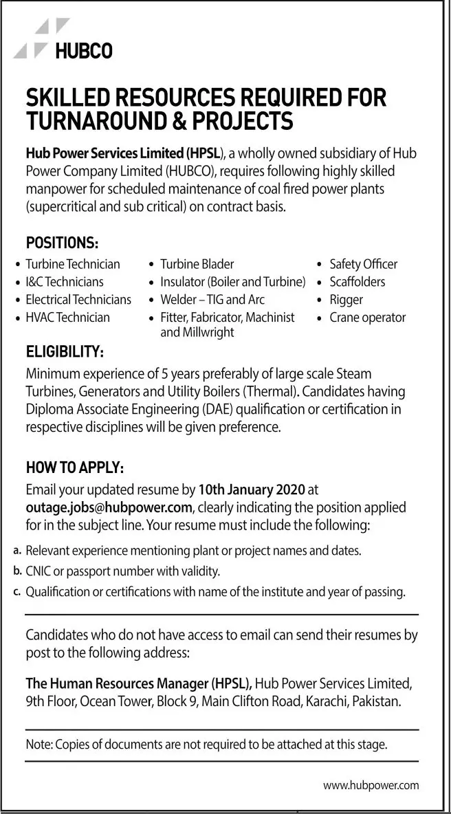 Jobs The Hub Power Company Jobs 2019 — original advertisement
