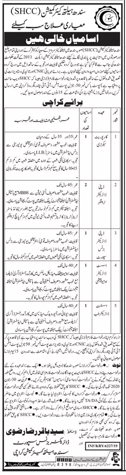 Jobs Sindh Health Care Commission at Karachi Jobs 2019 — original advertisement