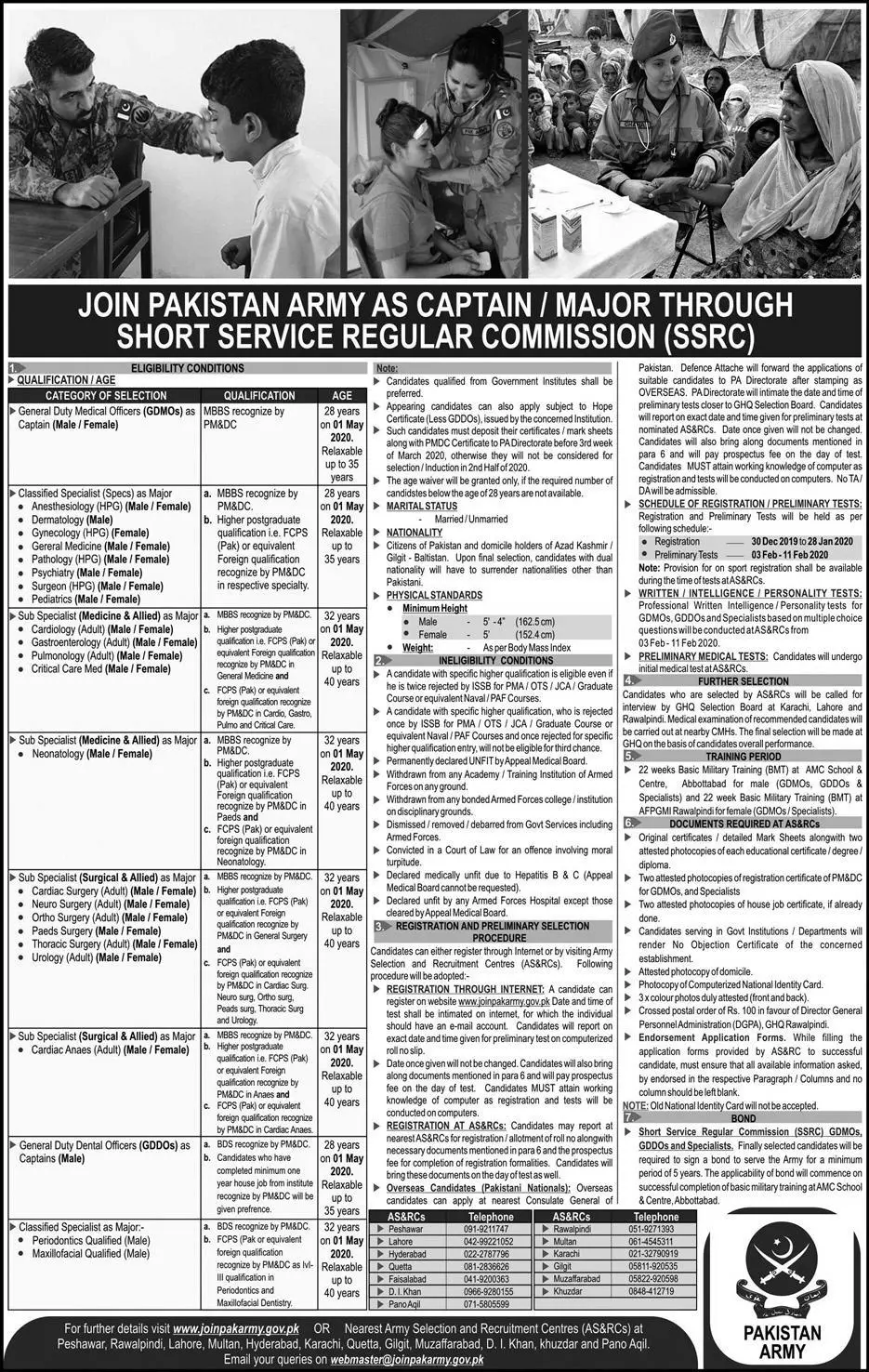 Join Pakistan Army Throug Short Service Regular Commission Jobs 2019 — original advertisement