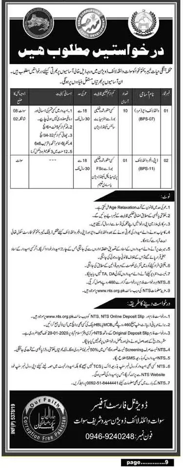 Jobs Wild Life Forest Department Swat Kpk – Forestry, Environment & WildLife Department KPK Jobs 2020 — original advertisement
