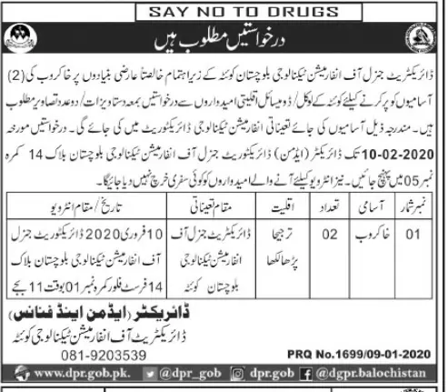 Jobs Science & Information Technology Department Balochistan – Science and Information Technology Department Balochistan Jobs 2020 — original advertisement