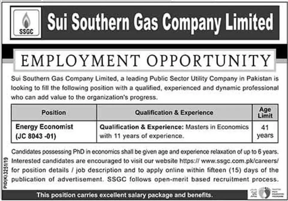 Jobs Sui Southern Gas Company Ltd – Sui Southern Gas Company Limited Jobs 2020 — original advertisement