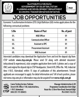 Jobs Planning & Development Department Gilgit Baltistan Jobs 2020 — original advertisement