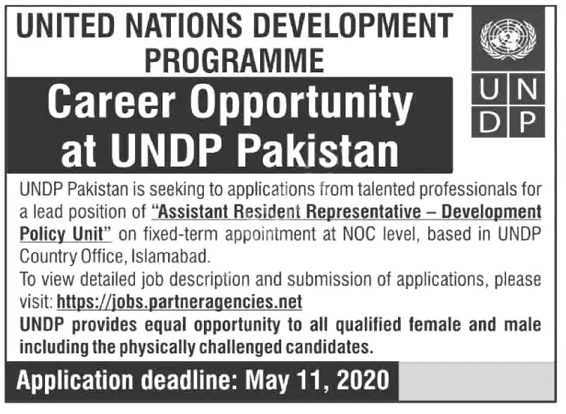 Jobs United Nations Development Programme UNDP Islamabad – United Nations Development Programme UNDP Pakistan Jobs 2020 — original advertisement