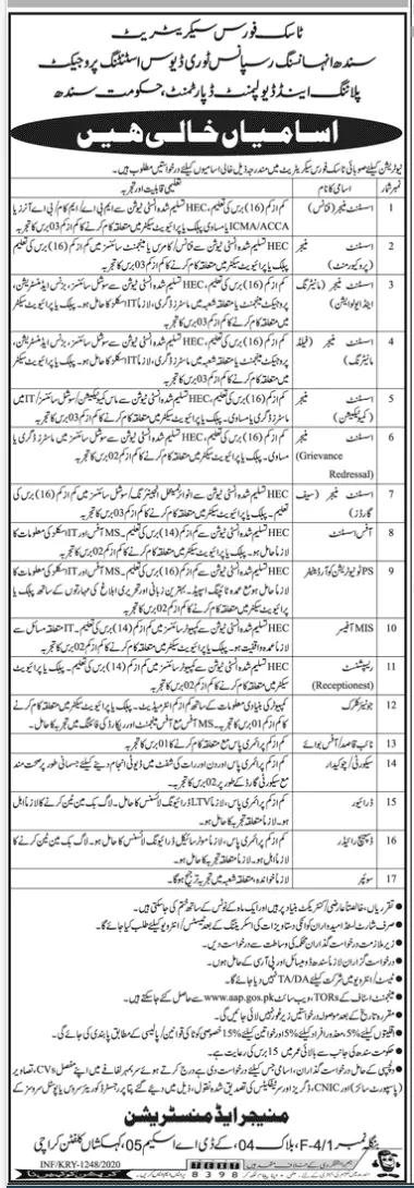 Jobs Planning & Development Department Sindh Jobs 2020 — original advertisement