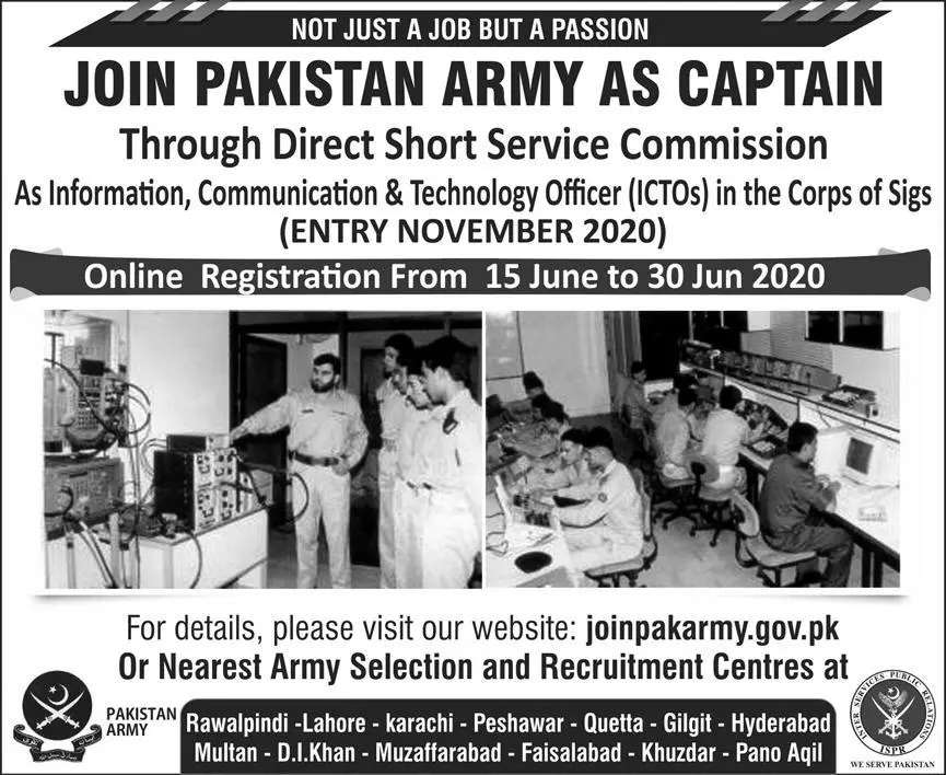 Join Pak Army as Male Captain – Pakistan Army Jobs 2020 — original advertisement