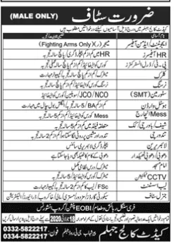Jobs Cadet College Jhelum Punjab Jobs 2020 — original advertisement