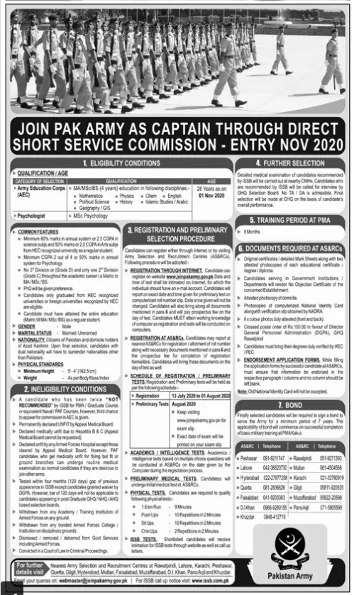 Join Pak Army As Captain Short Service Commission – Pakistan Army Jobs 2020 — original advertisement