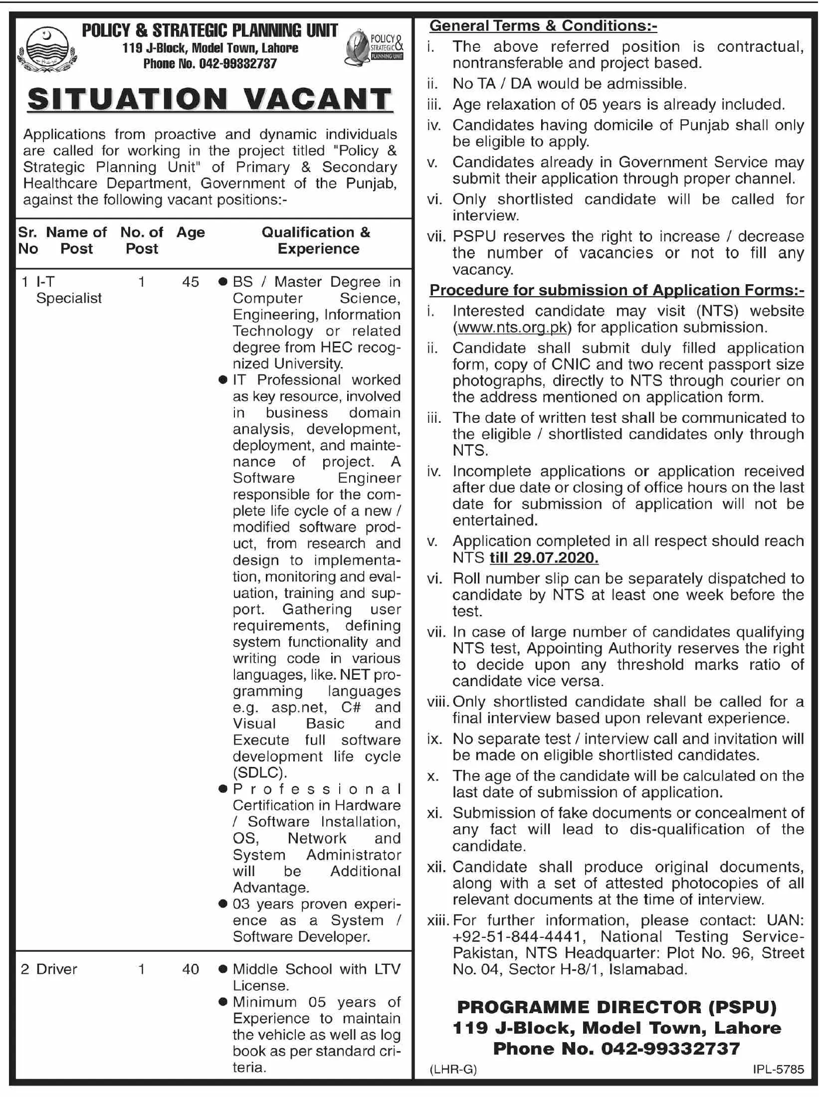 Jobs In Education Department  punjab – Education School Department Punjab Jobs 2020 — original advertisement