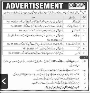 Jobs National Logistic Cell pakistan – National Logistic Cell Rawalpindi Jobs 2020 — original advertisement