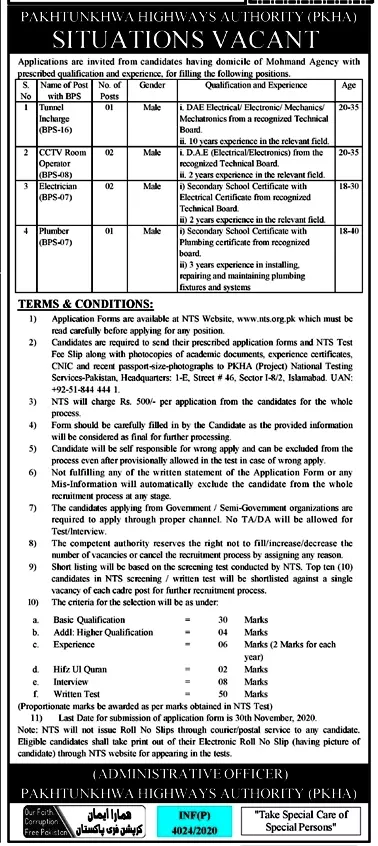 Jobs Khyber Pakhtunkhwa Highway Authority KPK Jobs 2020 — original advertisement