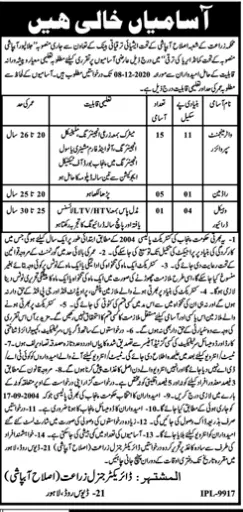 Jobs Agriculture Department Punjab Jobs 2020 — original advertisement