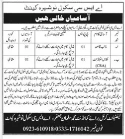 Jobs ASC School Nowshera Cant – Pakistan Army Jobs 2020 — original advertisement