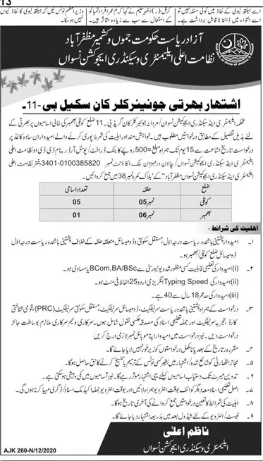 Jobs Elementary & Secondary Education AJK Jobs 2020 — original advertisement