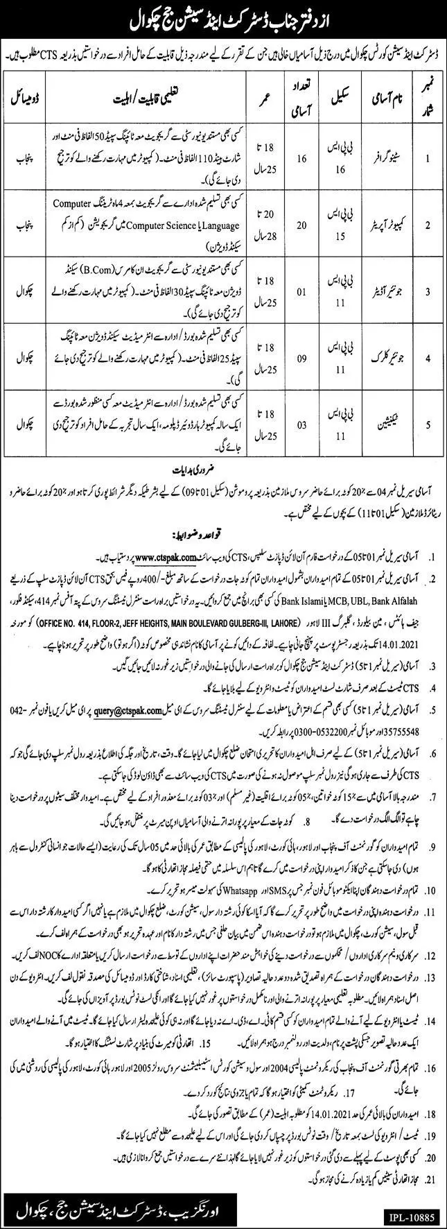 Jobs District & Session court chakwal – Judiciary of Punjab Jobs 2020 — original advertisement