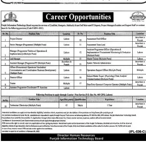 Jobs Punjab Information Technology Board PITB Jobs 2021 — original advertisement
