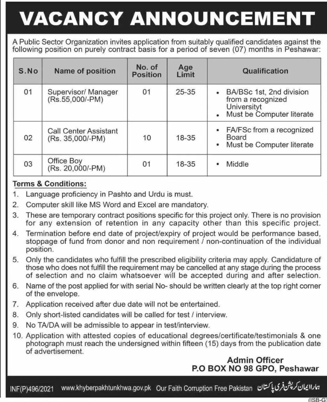 Jobs Public Sector Organization Kpk Jobs 2021 — original advertisement
