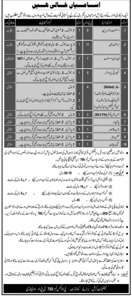 Civilian Jobs in Pak Army – Pakistan Army Jobs 2021 — original advertisement