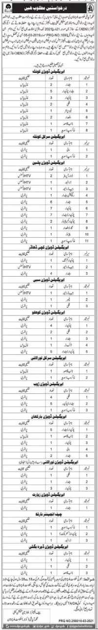 Latest jobs in Irrigation Department Balochistan – Irrigation Department Balochsitan Jobs 2021 — original advertisement
