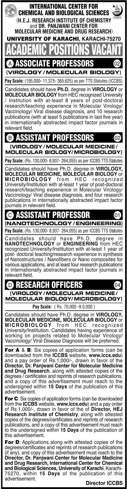 University of Karachi Jobs 2021 Jobs 2021 — original advertisement