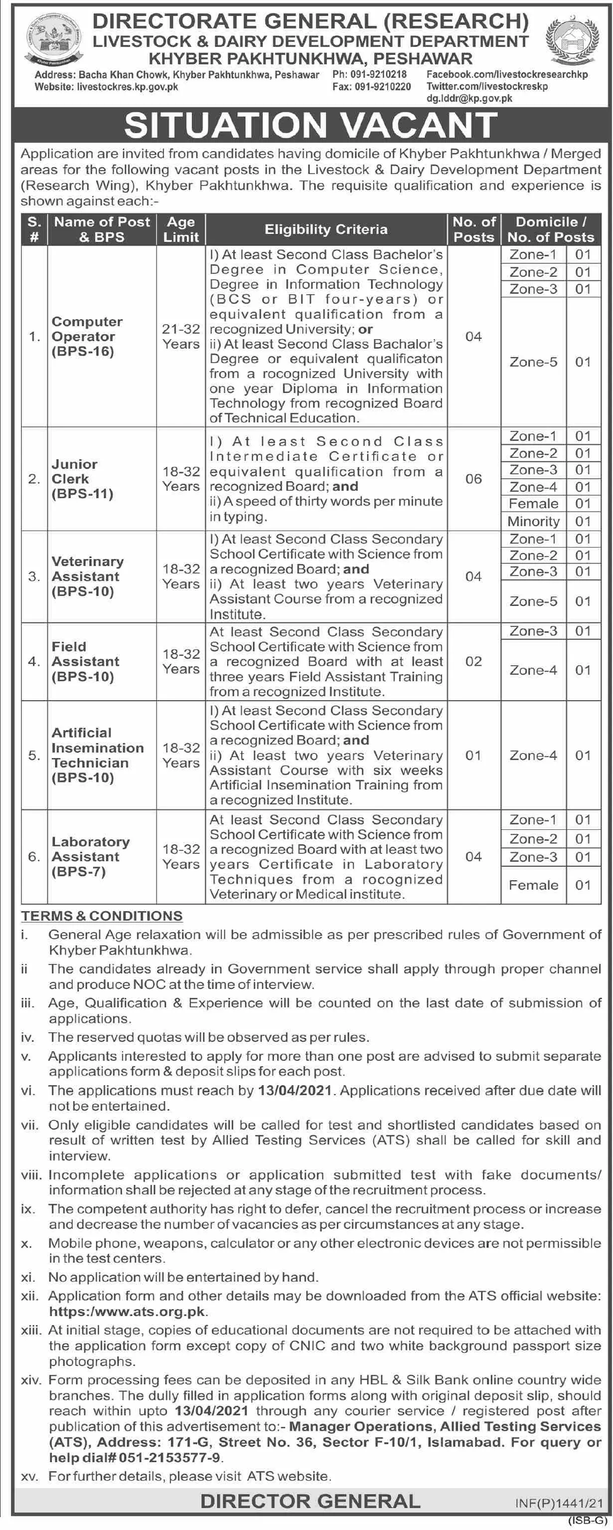 Livestock and Diary Development Department Kpk Jobs 2021 – Livestock and Dairy Development Department Kpk Jobs 2021 — original advertisement