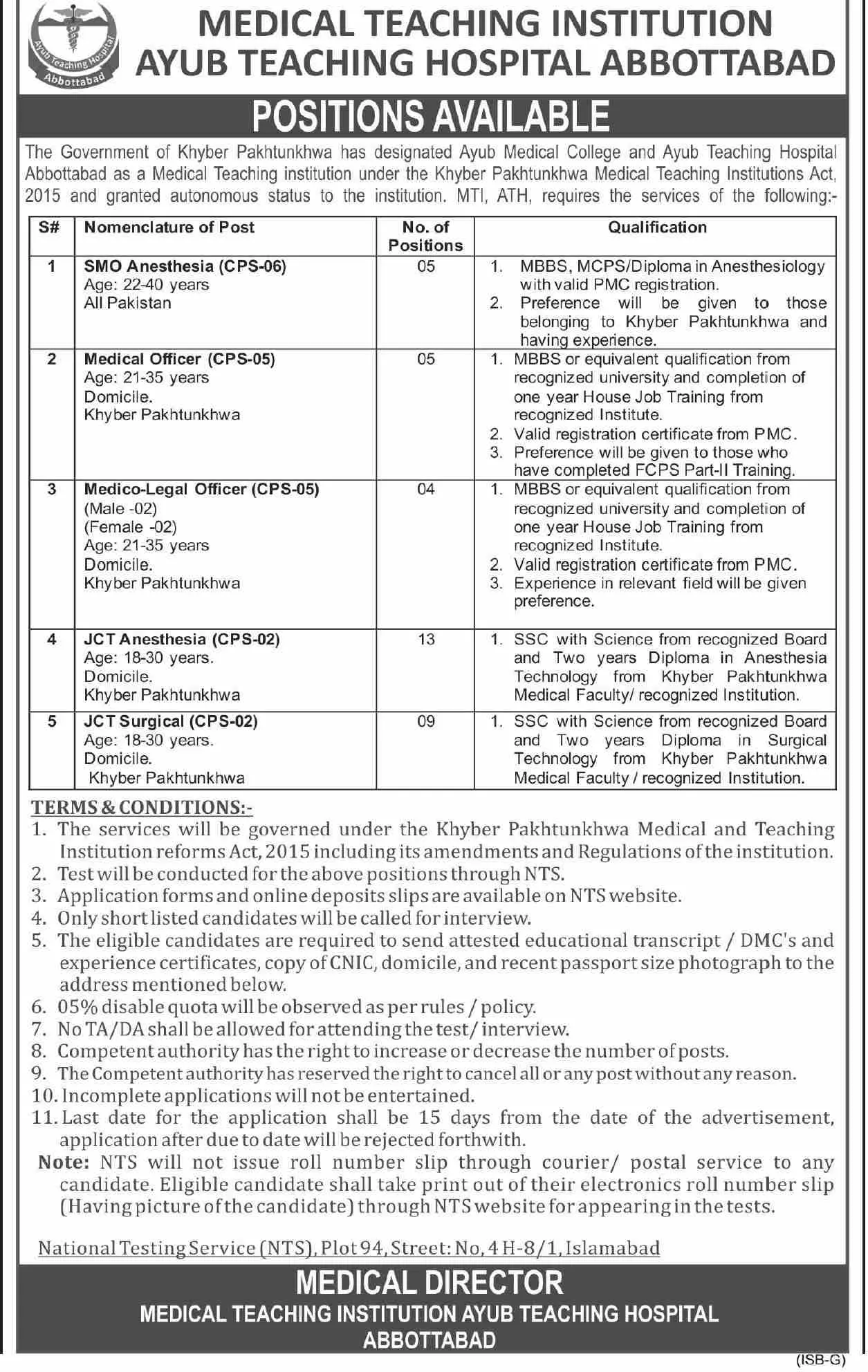 Ayub Teaching Hospital Abbottabad Jobs 2021, – Ayub Medical and Teaching Institution Abbottabad Jobs 2021 — original advertisement