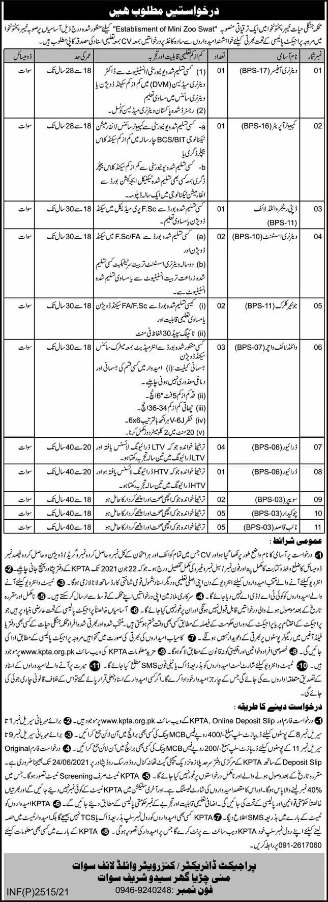Forest and Wild Life Department Kpk jobs 2021 – Forestry, Environment & WildLife Department KPK Jobs 2021 — original advertisement