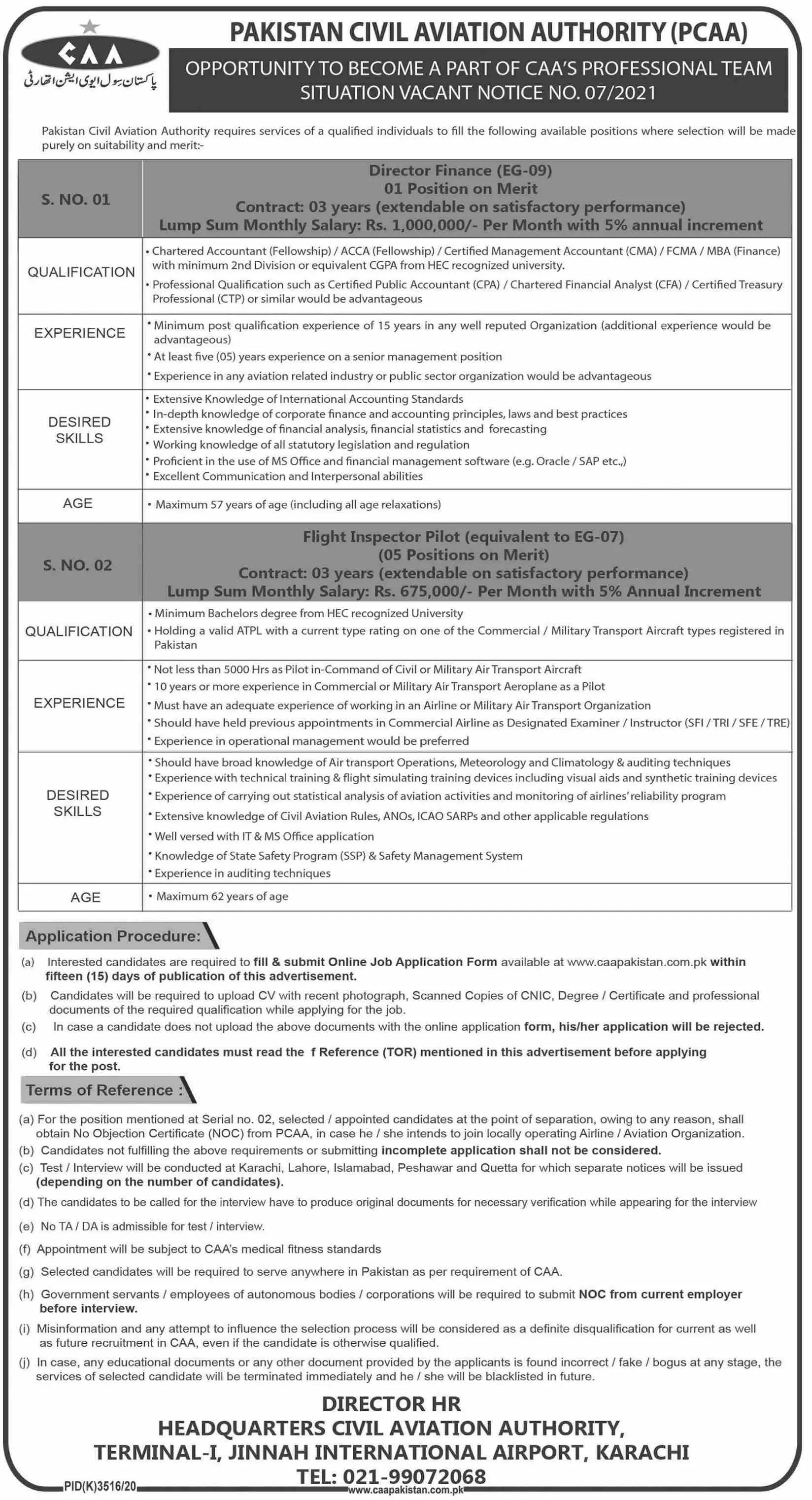 Pakistan Civil Aviation Authority Pcaa Jobs In Karachi 2021 – Pakistan Civil Aviation Authority (CAA) Jobs 2021 — original advertisement