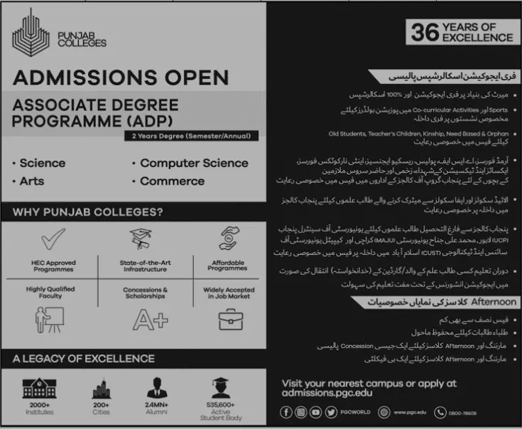 Admission and Scholarship of Punjab colleges – Punjab Higher Education Commission Scholarships 2021 — original advertisement