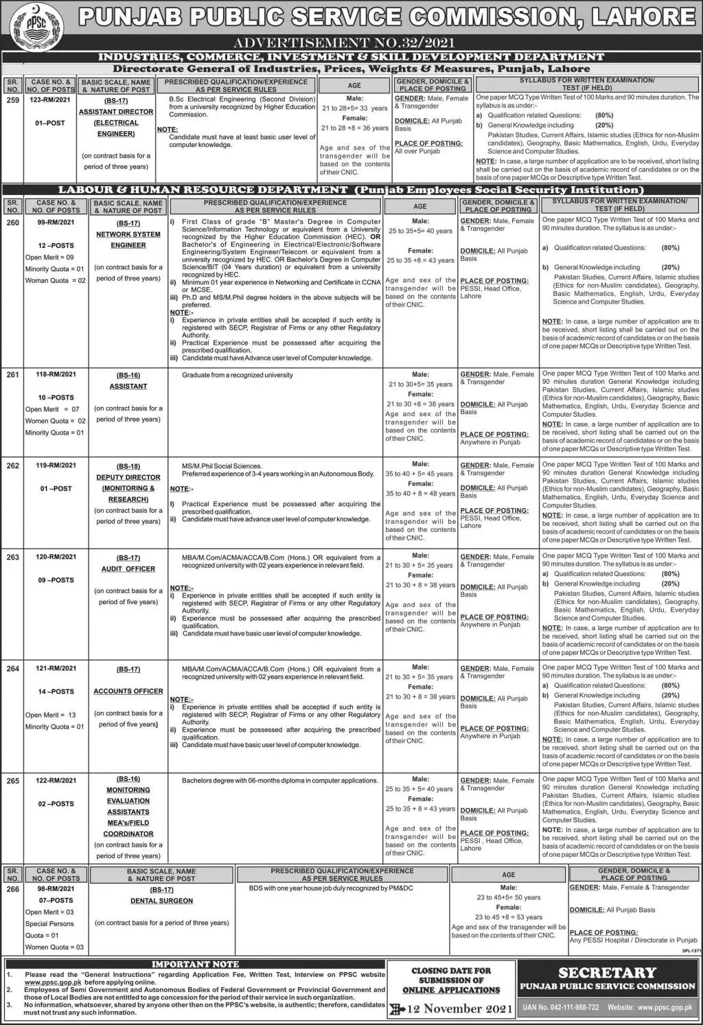 Jobs in Punjab Public Services Commission Lahore 2021 – Punjab Public Service Commission Lahore Jobs 2021 — original advertisement