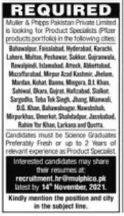 JObs in pakistan private company 7-11-2021 Jobs 2021 — original advertisement