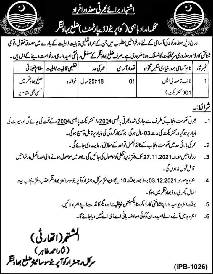 jobs in post for the disabled persons bahawal nagger – Govt of Punjab Jobs 2021 — original advertisement