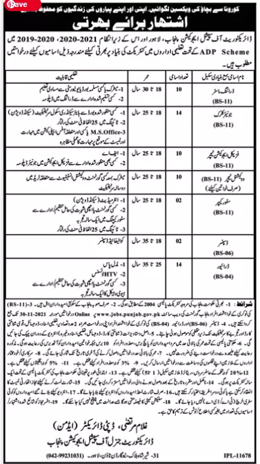 Jobs in Pakistan Directrate Of Special Education Punjab – Private Sector Organization Jobs 2021 — original advertisement