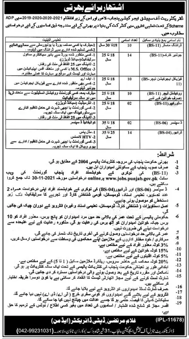 Jobs Directorate of Special Education Punjab Lahore – Special Education Department Punjab Jobs 2021 — original advertisement