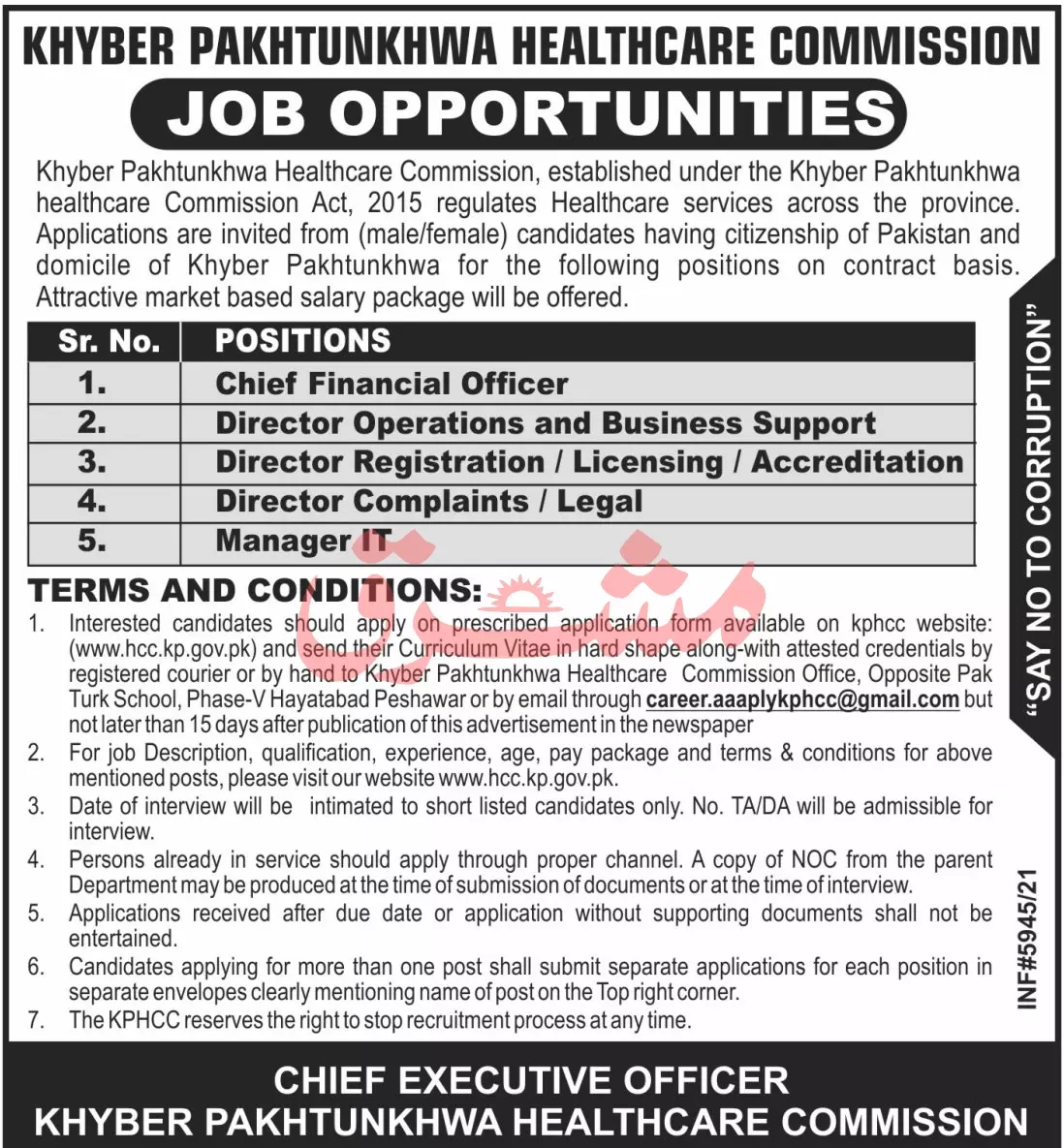 Jobs In Health Care Commission Khyber Pakhtunkhawa – Health Department KPK Jobs 2021 — original advertisement