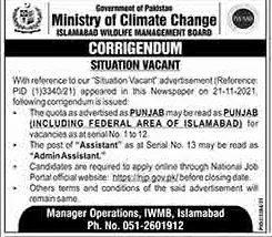 Jobs In Ministry of Climate Change Islamabad Jobs 2021 — original advertisement