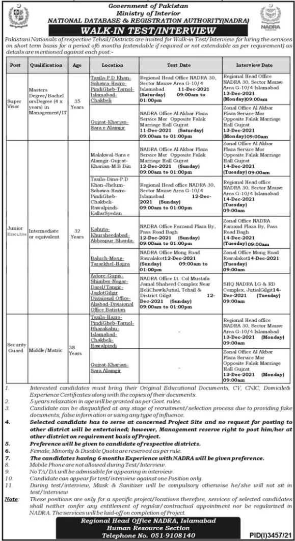 National Database & Registration Authority (NADRA) Jobs – National Database and Registration Authority Jobs 2021 — original advertisement