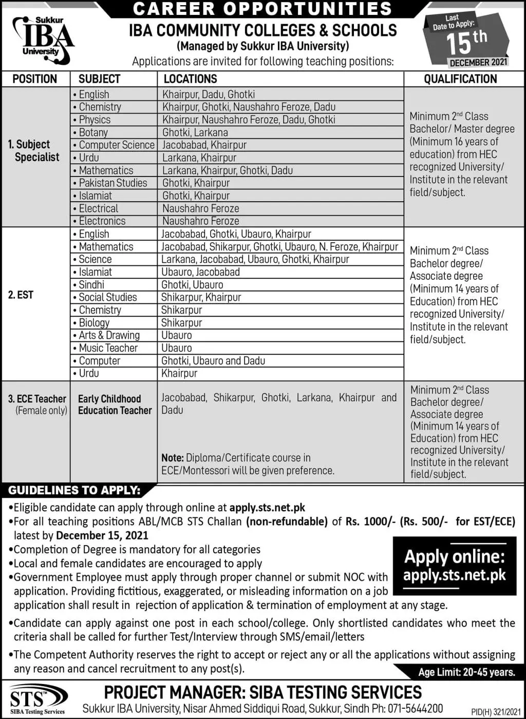 Jobs in IBA Sukkur University – Sukkur IBA University Jobs 2021 — original advertisement