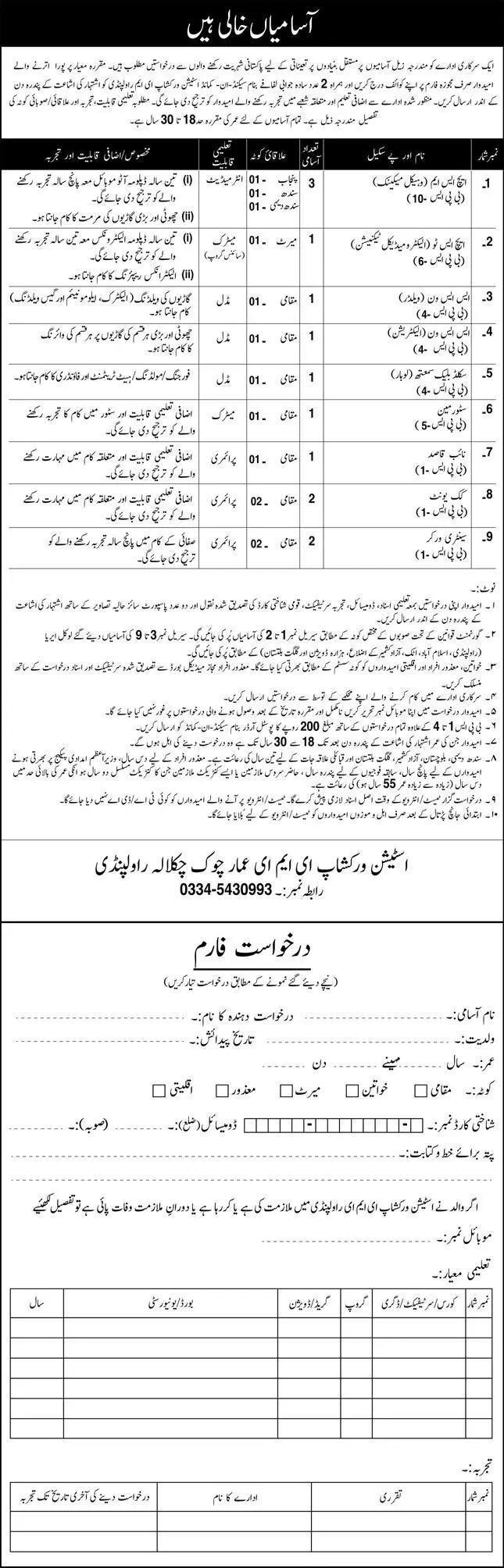 Government Sector Organization Station Workshop EmE Jobs – Federal Government Organization Jobs 2021 — original advertisement