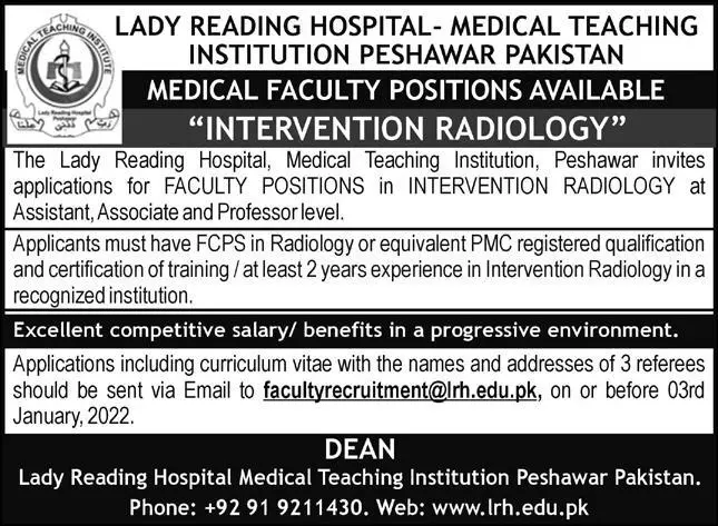 jobs in pakistan lady reading hospital peshawar Jobs 2021 — original advertisement