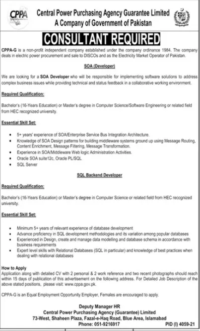 Jobs in pakistan Central power pirchasing Pakistan – Govt of Punjab Jobs 2021 — original advertisement