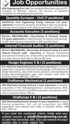 Jobs in Pakistan descon Lahore – Elite Engineering Lahore Jobs 2021 — original advertisement