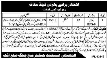 Revenue Department Field Staff Jhang  jobs – Revenue Department Punjab Jobs 2021 — original advertisement