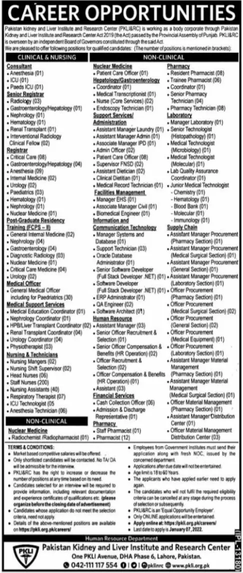 Jobs in pakistan Kidney and liver institute Lahore – Govt of Punjab Jobs 2021 — original advertisement