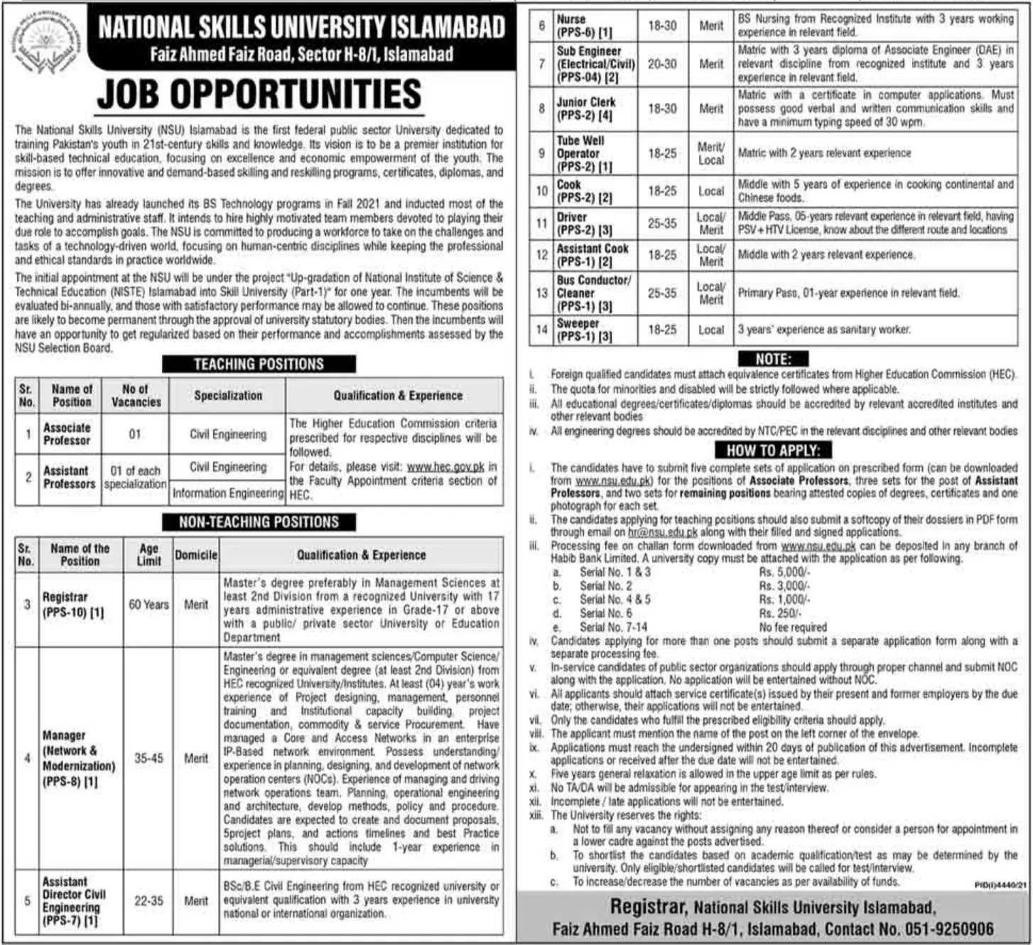 Jobs at National skill University Islamabad – National Skills University Islamabad Jobs 2022 — original advertisement