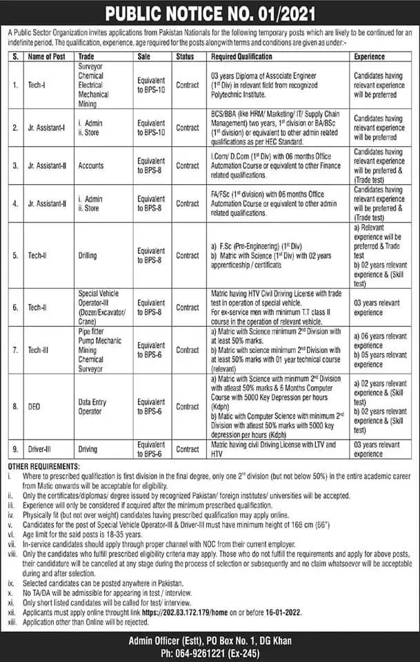 Jobs at Public Sector Organization Islamabad Jobs 2022 — original advertisement