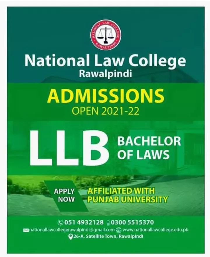 Admission At Law College Rawalpindi – Private Sector Organization Admissions 2022 — original advertisement