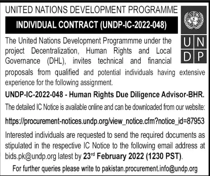 United Nations Development Program (UNDP)  Jobs – United Nations Development Programme UNDP Pakistan Jobs 2022 — original advertisement