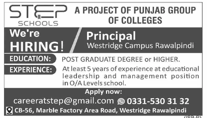 Project Of Punjab Group Of Collage JOBS – Public Sector Organization Jobs 2022 — original advertisement