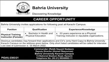 Bahria University  Karachi JOBS Jobs 2022 — original advertisement